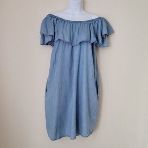 Chambray off the shoulder dress
